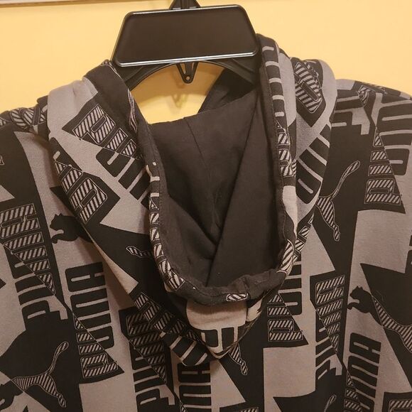 Puma Men's Gray & Black Logo Printed Pullover Hoodie Size XL - Picture 9 of 10